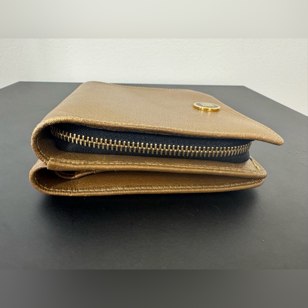Loewe Gold Shimmer Leather Wallet AUTHENTIC EUC Card holder zipper closure - Picture 9 of 13